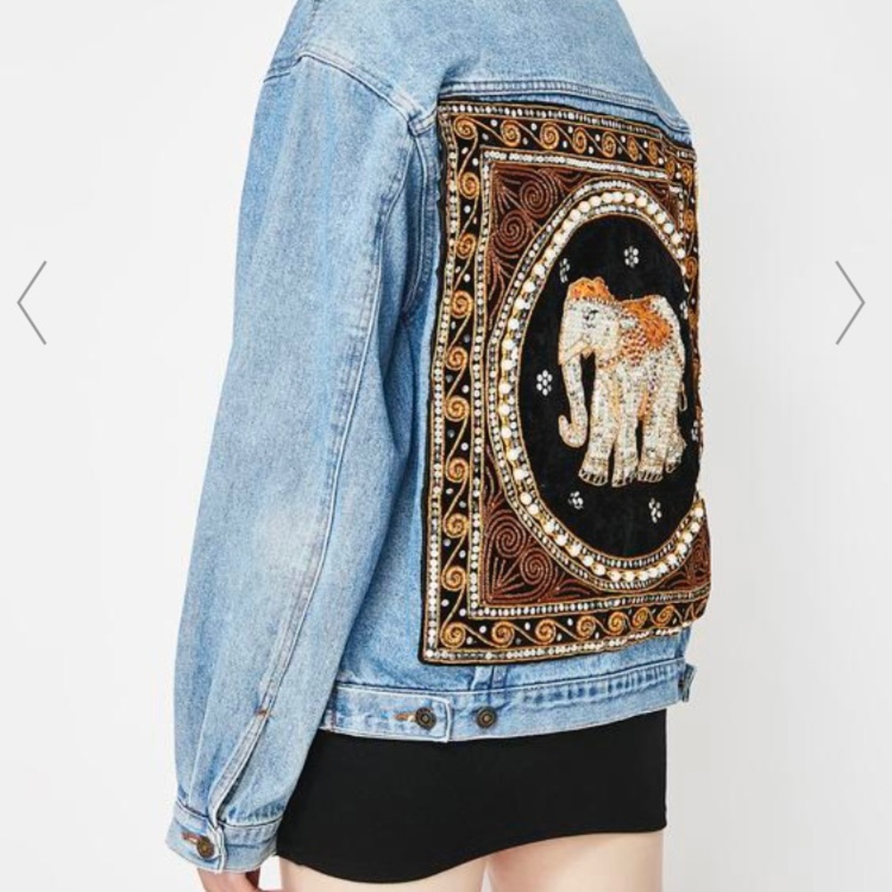 Elsie and Fred Oversized Embroidered JacketBeaded Sequin Denim Jacket New with…